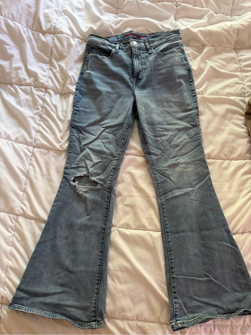 Lucky Brand Women's Flared Jeans - Light Blue Distress